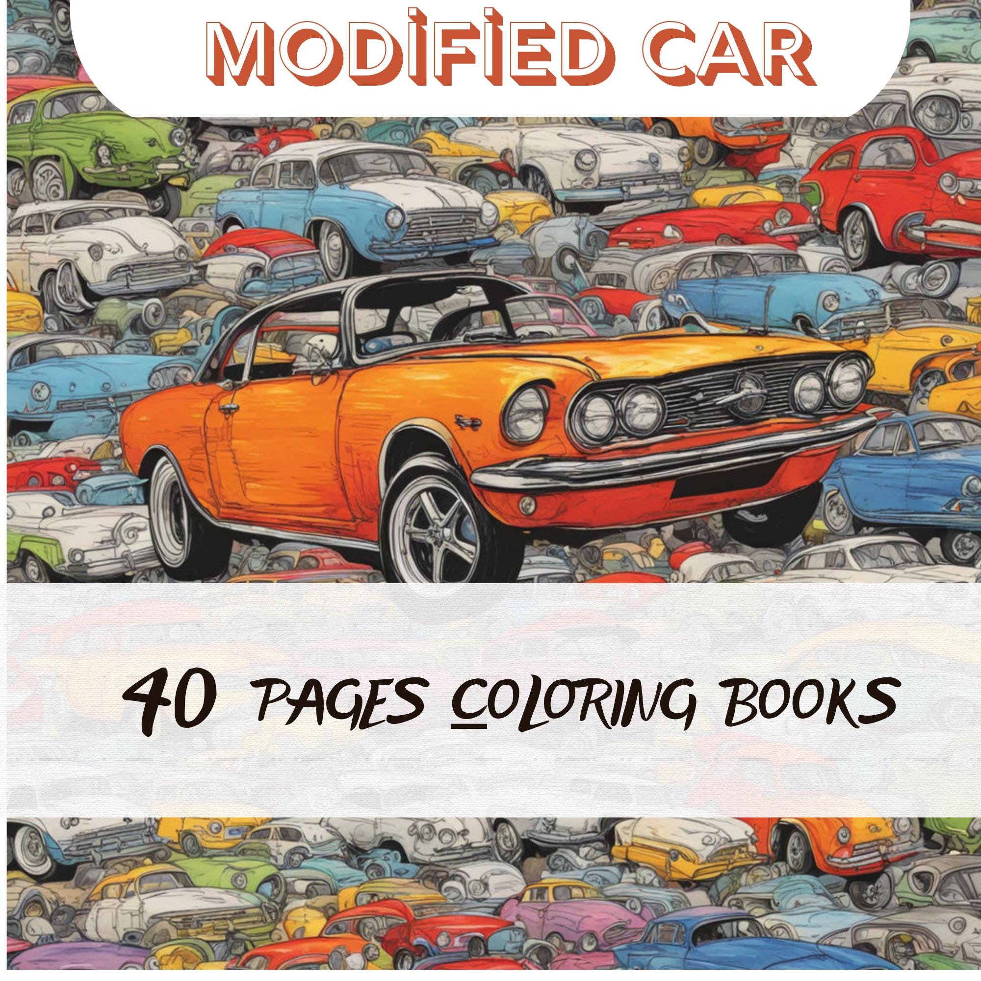 Fully Modified Car Coloring Book, Automotive Coloring Pages, Digital ...