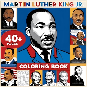 Martin Luther King coloring book, MLK Jr. digital art, Black history coloring pages, civil rights movement coloring, MLK activity printables
