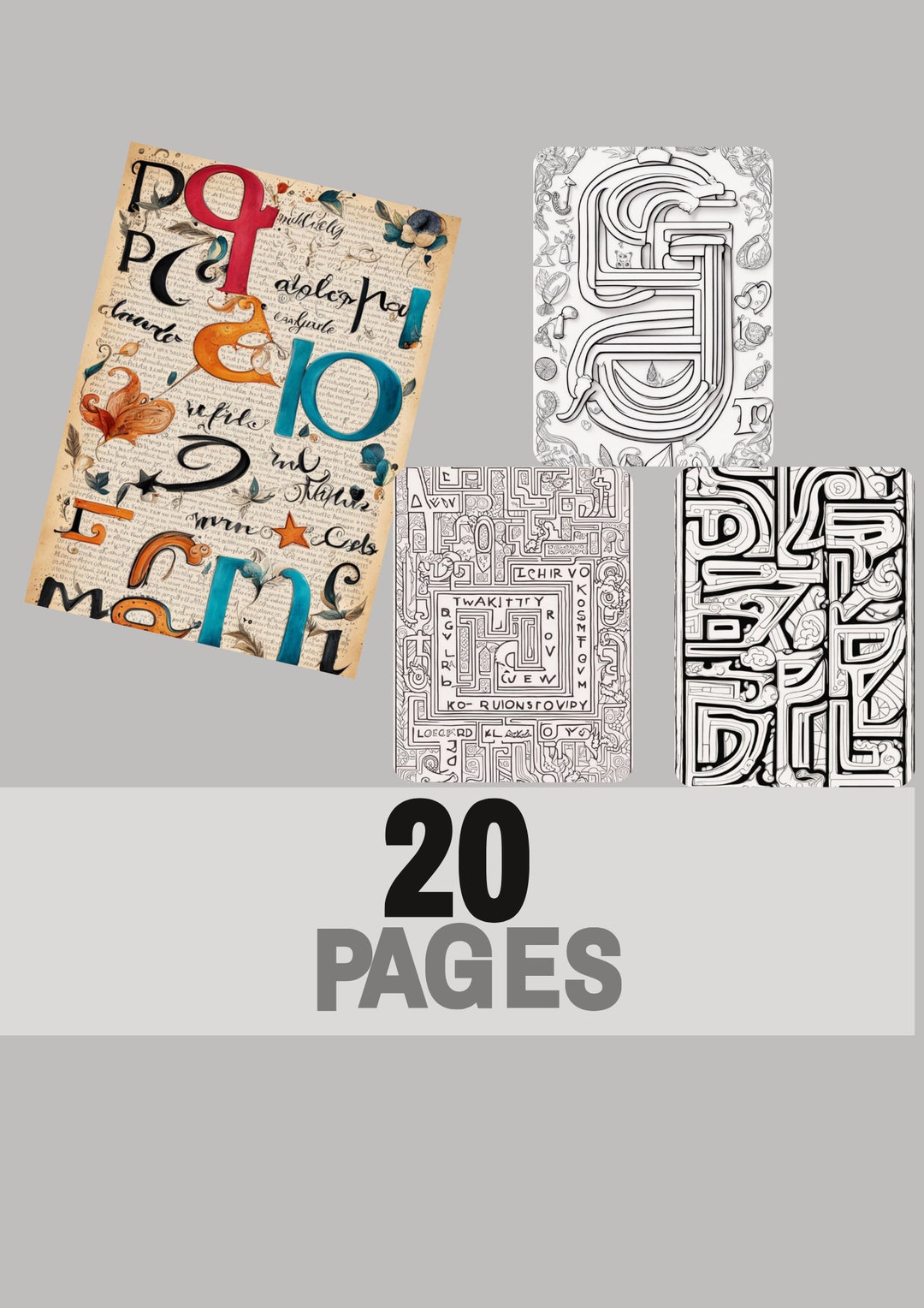 Alphabet Coloring Book, Words Coloring Pages, Digital Letters Coloring ...