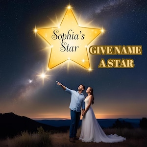 Certificato stellare personalizzato, dai un nome a una stella – Regalo mappa stellare personalizzata – Cielo notturno digitale – Stelle con data speciale, costellazione personalizzata