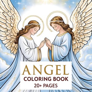 Angel Coloring Book, Wings Coloring Pages, Heavenly Art Designs, Spiritual Coloring Book, Digital Angel Coloring,Angelic Illustrations