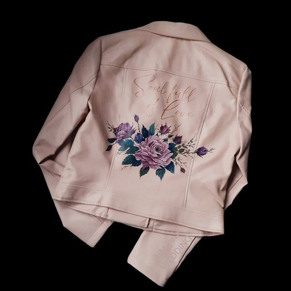 Wedding jacket with hand-painted roses