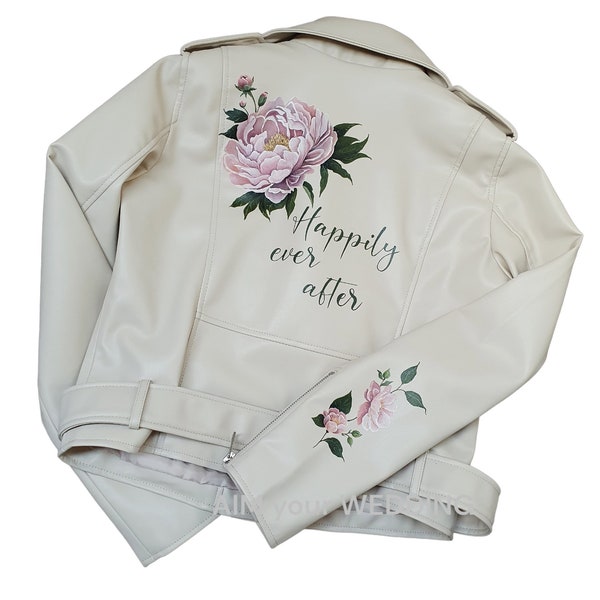 Beautiful addition for the bride, wedding jacket with painted peony