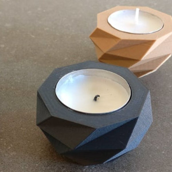 Low poly LED candle holder - Edged holder , beautiful candle holder display