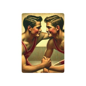 Cartas de póquer de la serie Grant que faltan / Barajas americanas LGBTQ+ / Barajas de arte vintage / Tributo a Grant Wood / Camisetas de luchadores de edición limitada