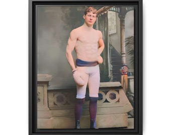 Vintage Boxer &quot;Otto&quot; Portrait: Framed Matte Canvas Art