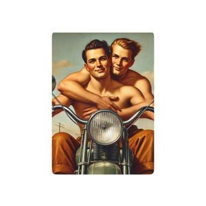 Cartas de póquer con tributo a Grant Wood / Baraja de arte americano LGBTQ+ / Naipes de estilo vintage / Edición limitada de estilo retro americano con motocicletas