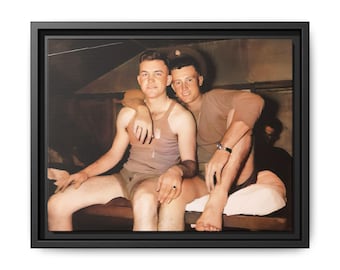 Vintage Schofield Barracks Photo: WWII Army Couple Framed Canvas