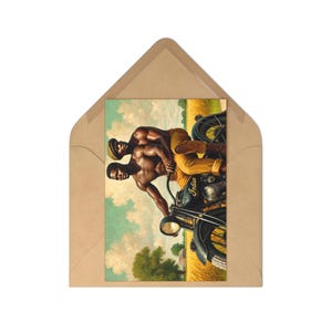 Postales de pareja gay afroamericana / Arte en motocicleta / Celebración del amor, el orgullo y la vida rural en la nostálgica Iowa Queer Black Love