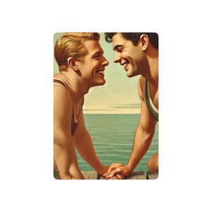 Vintage LGBTQ+-pokerkaarten | Verborgen queer liefde | Americana romantiek aan het meer | Ontbrekende Grant Series 022-badmode voor game-avond