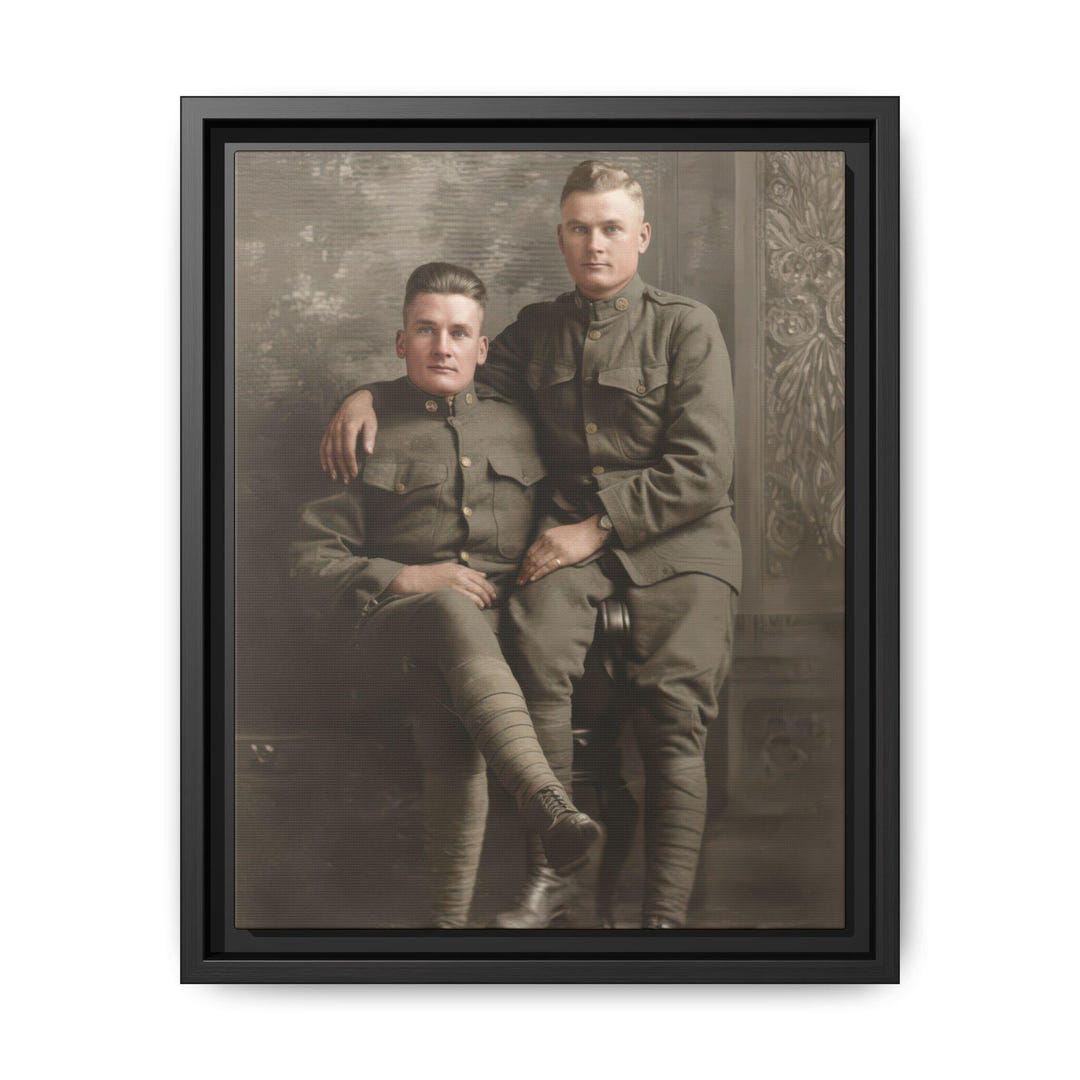 Vintage Uniformed Soldiers Portrait, Early 20th Century Studio Wall Art ...