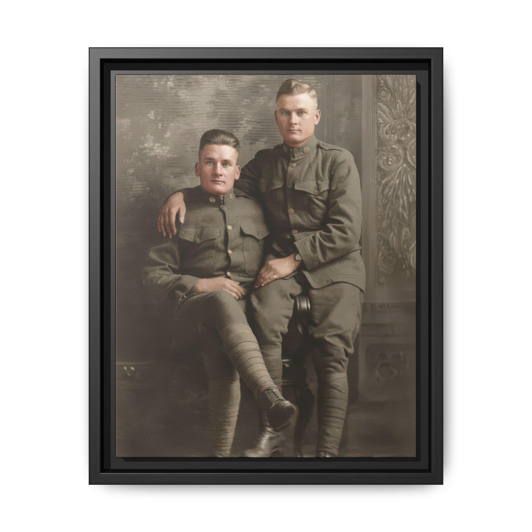 Vintage Uniformed Soldiers Portrait, Early 20th Century Studio Wall Art ...