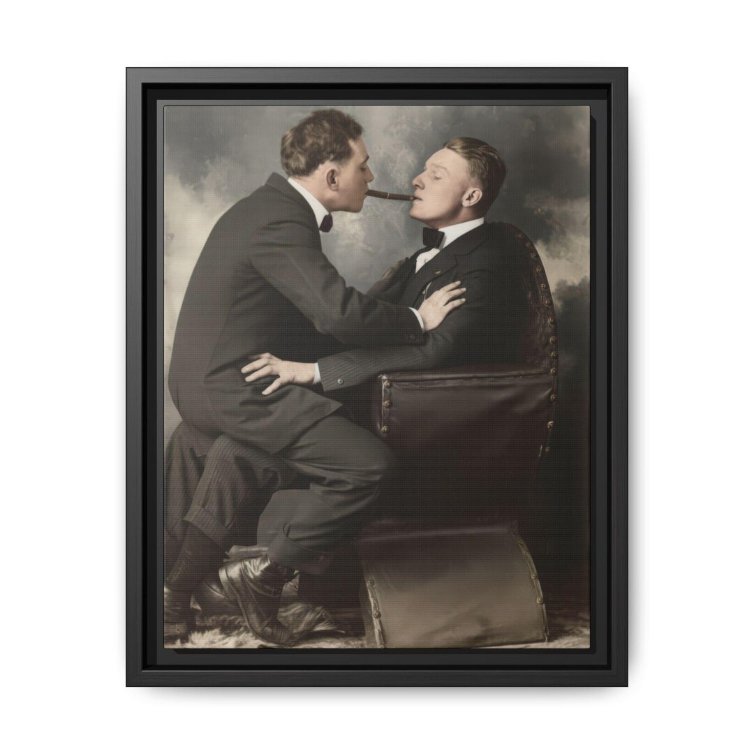 Vintage Two Men Studio Portrait | Early 20th Century Framed Canvas Wall ...