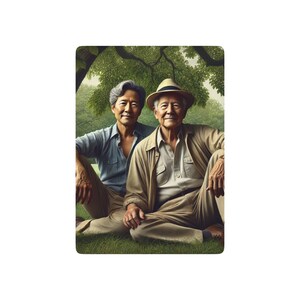 Pokerkaarten | Ontbrekende Grant Series 058 – Vintage Americana, Queer Asian Love en op Grant Wood geïnspireerde speelkaarten Elder Joy Happiness