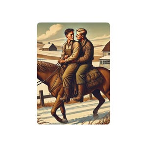 Grant Series-pokerkaarten ontbreken | Queer Country Love | Landelijk Americana-deck | Vintage westerse kunst verzamelobject winterlandschap geluk