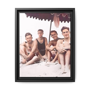 Foto della spiaggia di Asbury Park: tela vintage incorniciata e restaurata degli anni &#39;20 raffigurante un gay