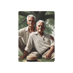 Pokerkaarten | Ontbrekende Grant Series 056 – Vintage Americana, Queer Love en Grant Wood-geïnspireerde speelkaarten Portret ouder stel vreugdevol