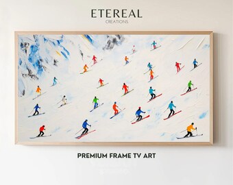 Abstract Ski Painting TV Art: Colorful Winter Scene (Digital Download)