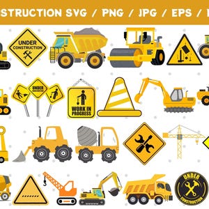 Lot construction svg camions de construction svg png lot de fichiers coupés en couches cricut excavatrice svg lot excavatrice png