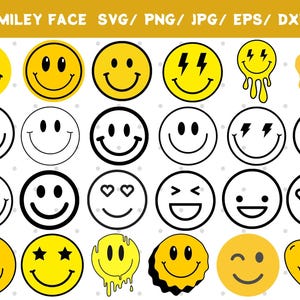 Groovy Smiley Face SVG Bundle: Drippy Emoji Designs (Digital Download)