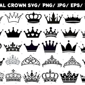 Royal Crown SVG File, King Crown SVG, Queen Crown SVG, Princess Tiara Svg, File For Cricut, For Silhouette, Cut File, Dxf, Png, Svg