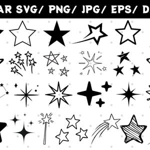星の SVG ファイル、星のベクター ファイル、星のアウトライン SVG、星のカット ファイル、星のクリップ アート、CnC ファイル、SVG、PNG、EPS、DXF ファイル デジタル ダウンロード
