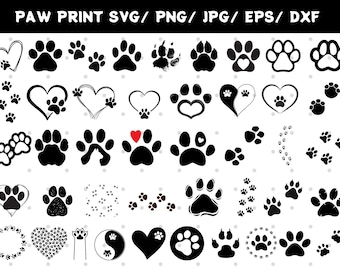 Paquete SVG de huellas de patas: diseños de patas de perro y gato (descarga digital)