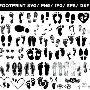 Fußabdrücke SVG-Bundle, Fußabdruck Png-Bundle, Baby Füße SVG, Baby Fußabdruck SVG, Füße svg, Baby Geburtstag Clipart, Schnittdateien für Cricut