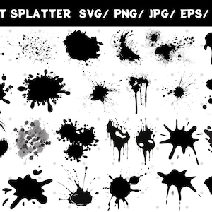 Farbkleckser SVG-Bundle, Farbkleckser PNG-Bundle, Tintenkleckser SVG, schwarze Tintenspritzer SVG-Schnittdateien für Cricut, Paint Drip svg.