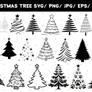 Bundle de sapin de Noël, Svg Noël, arbre de Noël Svg, Clipart Noël, arbre de Noël Png, Noël numérique, Cricut, Silhouette, Dxf