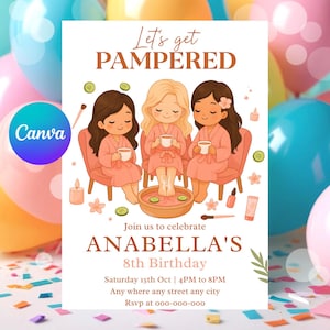 Editable Spa Party Invitation Template: Girls Birthday Evite (Digital Download)