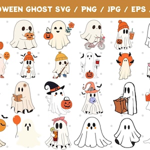 Süßes Geist-Svg-Bundle, Halloween-Svg, Retro-Halloween-Svg, Geist-Lesen, Geist-Svg-Bundle, Katzen-Geist-Svg, Hundegeist-Svg, Spooky Saison-Svg