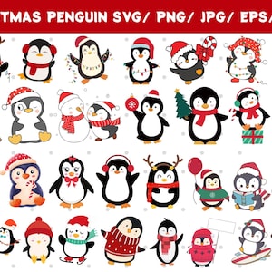 Pingüino de Navidad SVG / Navidad SVG / Lindo clipart navideño / Pingüino de Navidad / Archivos de corte navideños / Cricut