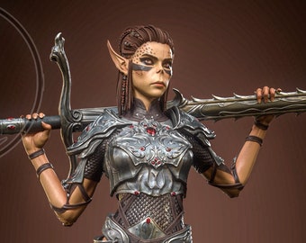 Figur Lae'Zel 26cm (bemalt) - Baldur's Gate 3 - 3D Harz gedruckt