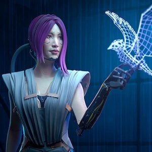 Figurin Sångfågel (Målad) 22 cm / 8,4 tum - Cyberpunk 2077 - 3D-tryckt harts
