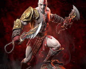 Figurine Kratos 32cm / 12.44in (Painted) - God Of War - 3D Printed Resin