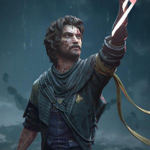 May include: Digital artwork depicting a man with dark hair and a beard, dressed in a dark vest and coat, holding a glowing red and white object. The image has a dramatic, dark atmosphere. The text "PATREON H3LL CREATOR" is visible at the bottom.