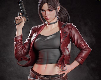 Figurine Claire Redfield 24cm / 9.33in (Painted) - Resident Evil - 3D Printed Resin