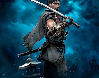 Figurine Musashi 24cm / 9.3in (Painted) - Onimusha : Way of the Sword - 3D Printed Resin