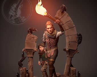 Amicia and Hugo 19cm / 7.5in (Painted) - A Plague Tale : Requiem - 3D Printed Resin