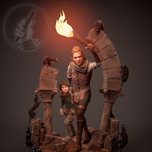 Amicia and Hugo 19cm / 7.5in (Painted) - A Plague Tale : Requiem - 3D Printed Resin