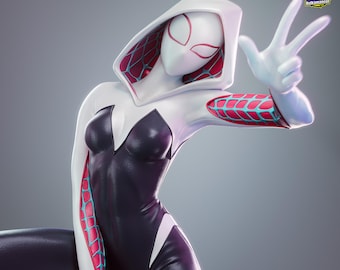 Figurine Gwen Stacy 24cm / 9.45in (Painted) - Spider-Verse - 3D Printed Resin