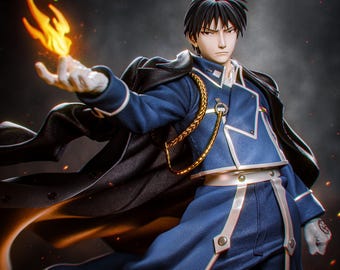 Figurine Roy Mustang 24cm / 9.45in (Painted) - Full Metal Alchemist - 3D Printed Resin