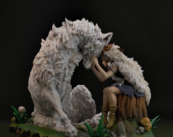 もののけ姫 フィギュア サン 22 cm / 8.66 インチ (塗装済み) - 3D