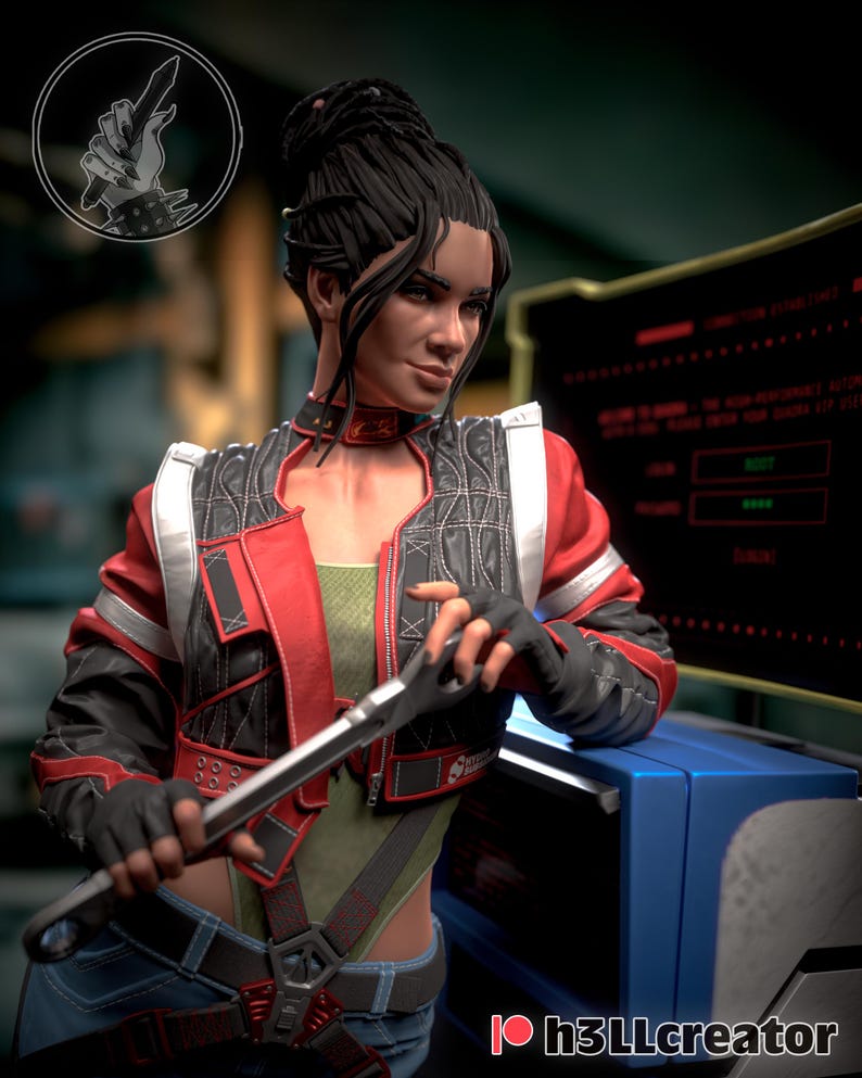 May include: A digital illustration of a person wearing a red and black jacket, holding a wrench. The person is wearing a green top, blue jeans, and black gloves. The image includes a logo in the upper left corner and the text "h3llcreator" in the lower right corner.