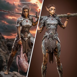 Figur Lae'Zel 26-28 cm (bemalt) - Baldur's Gate 3 - 3D-Harz gedruckt
