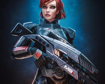Figurine Jane Shepard 33cm / 13in (Painted) - Mass Effect - 3D Printed Resin