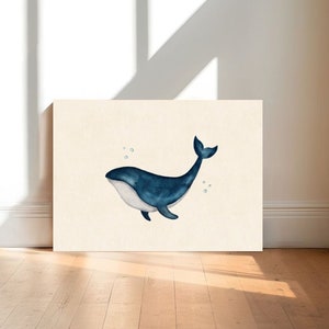 Deep Blue Whale Painting by Little Willow Art Co | Fine Art Print