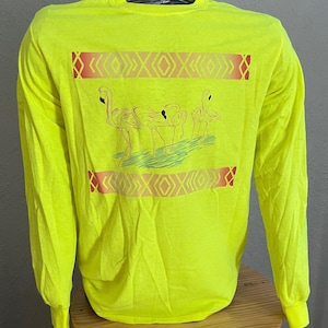 Long Sleeve Yellow Hi Vis Shirt Reflective Flamingos
