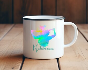 Mädchenpapa Emaille Tasse | Vatertagsgeschenk | Camping Becher | Geburtstagsgeschenk Papa | individuelles Geschenk zum Vatertag